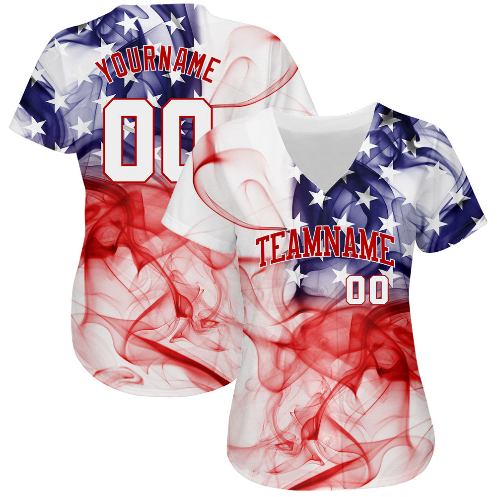 Custom White White-Red 3D American Flag Authentic Baseball Jersey Fast  Shipping – FiitgCustom