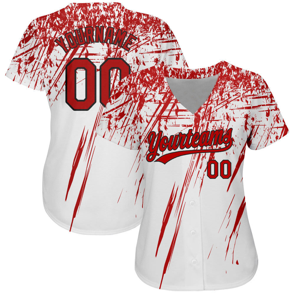 Custom Black Red Pinstripe White-Red Authentic Baseball Jersey Discount