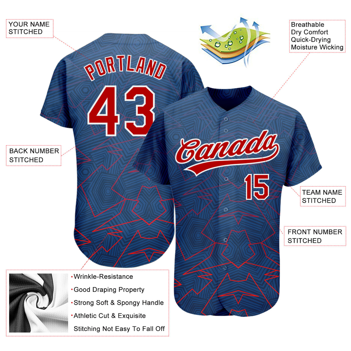 Design Cuba Baseball Jersey Blue All Stitched Custom Any Names