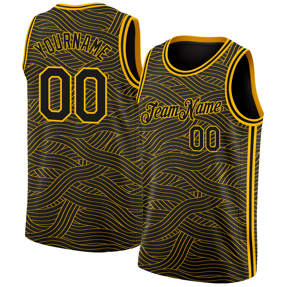 Source Custom Yellow and black gold basketball jerseys with your