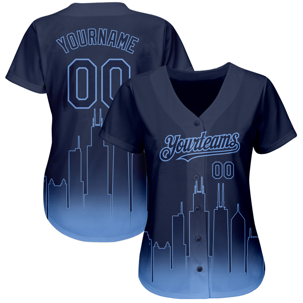 Custom Light Blue Navy-White Authentic Fade Fashion Baseball Jersey Fast  Shipping – FiitgCustom