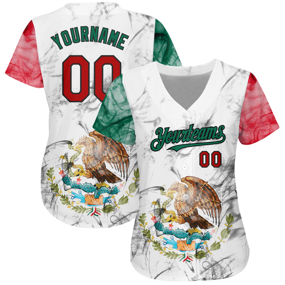 Custom Red Green-White Authentic Baseball Jersey