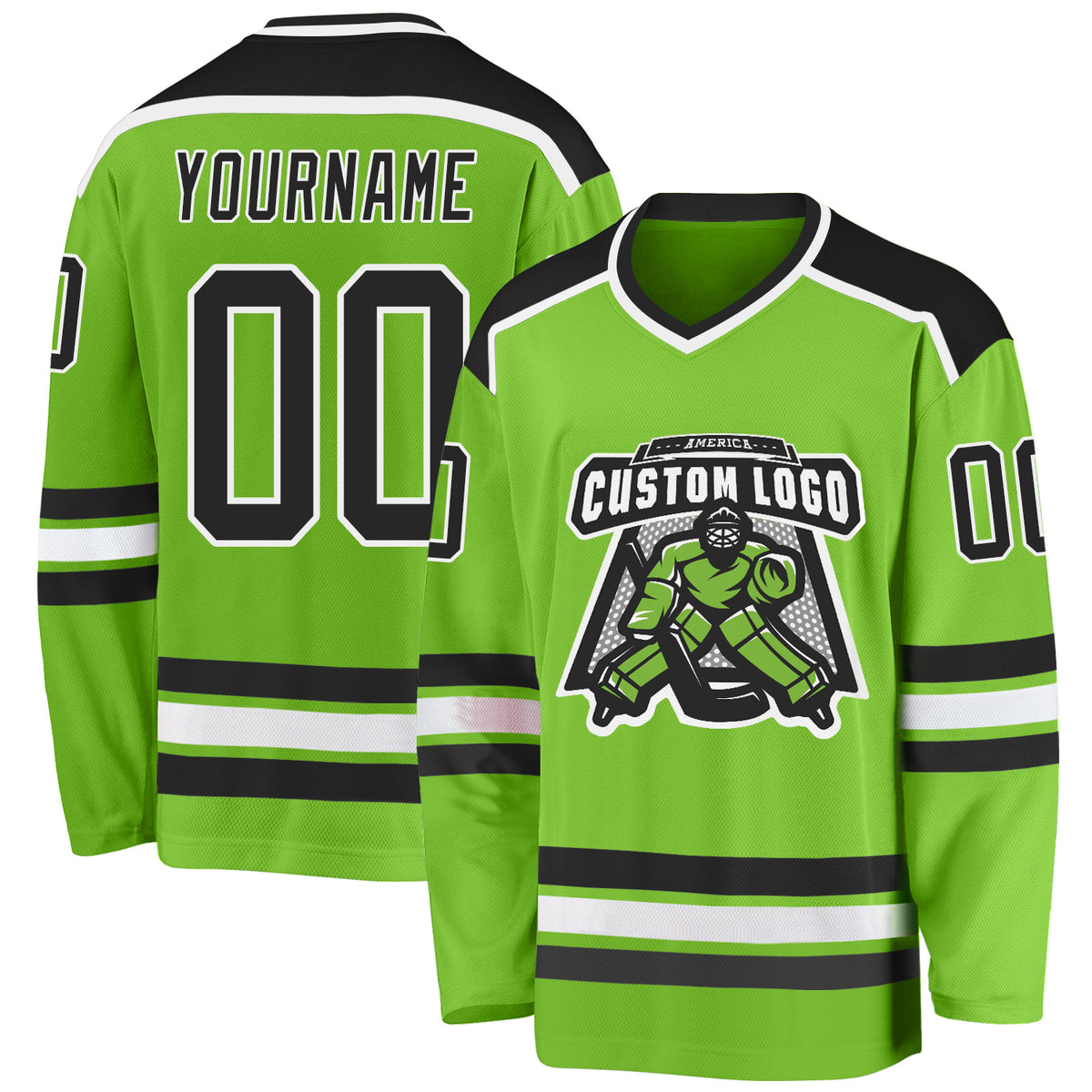 Custom Hockey Jersey Kelly Green White-Orange Hockey Lace Neck Jersey Youth Size:M