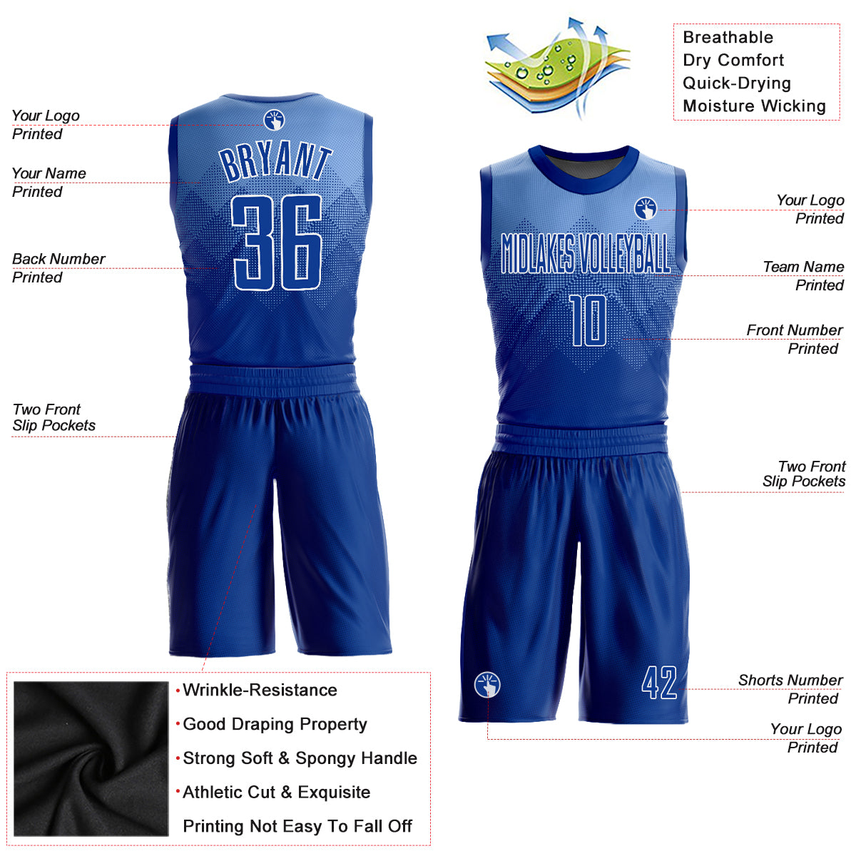 Custom White Royal-Light Blue Authentic Split Fashion Basketball Jersey  Discount