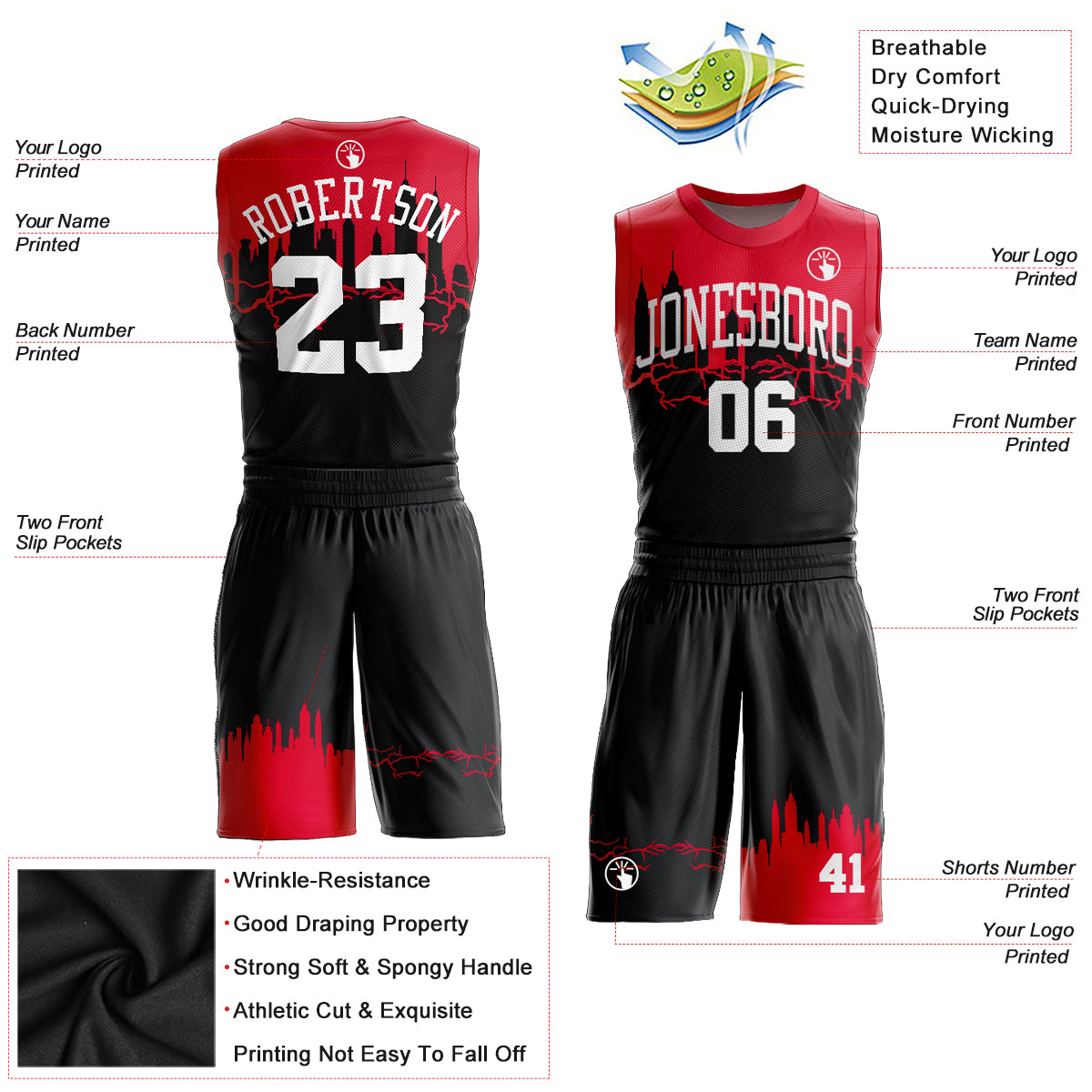 Custom Team Black Basketball Kelly Green Rib-Knit Jersey Red