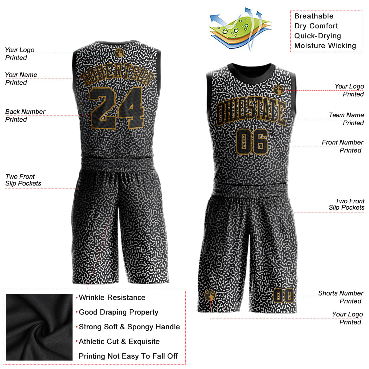 Custom Gray Black Pinstripe Black-Gold Authentic Basketball Jersey - Best  Custom