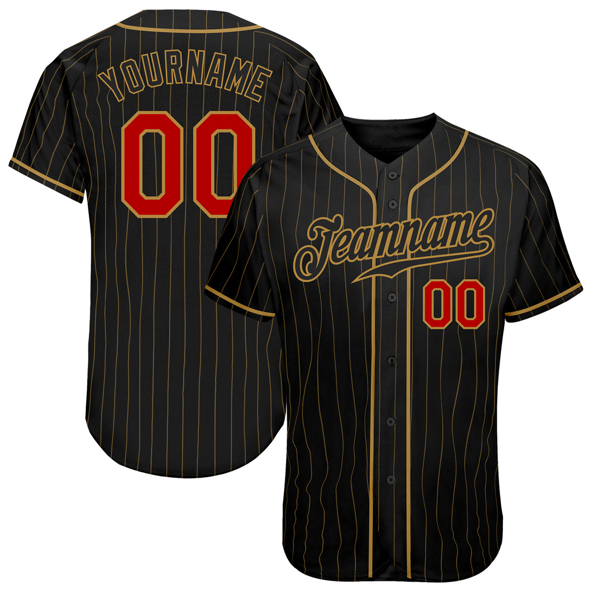 Custom Gray Black Pinstripe Red-Black Authentic Baseball Jersey Discount