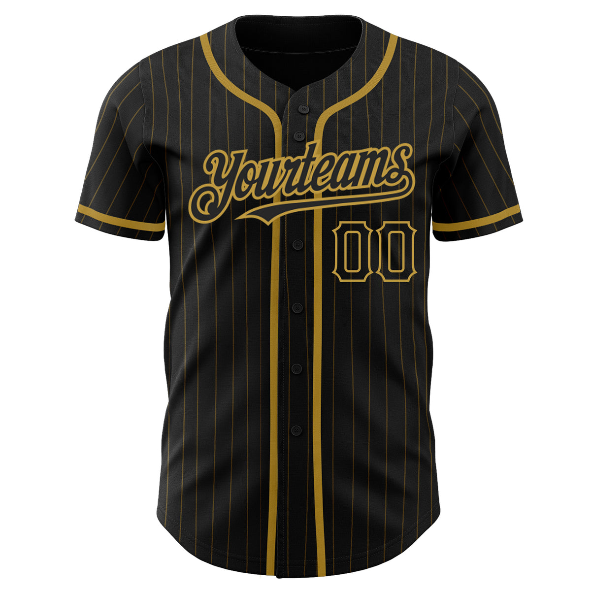 Custom Gray Black Pinstripe Black-Old Gold Authentic Baseball