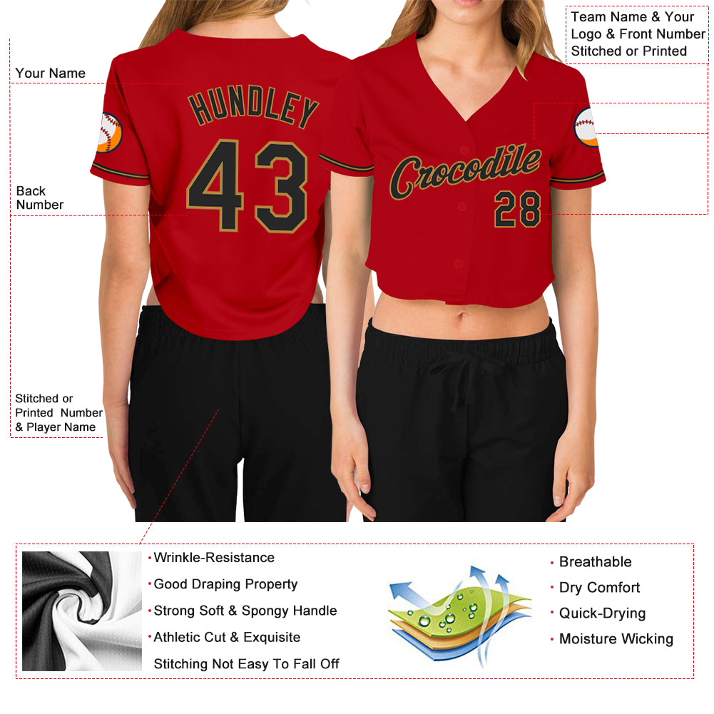 Custom Red and Black Baseball Jersey