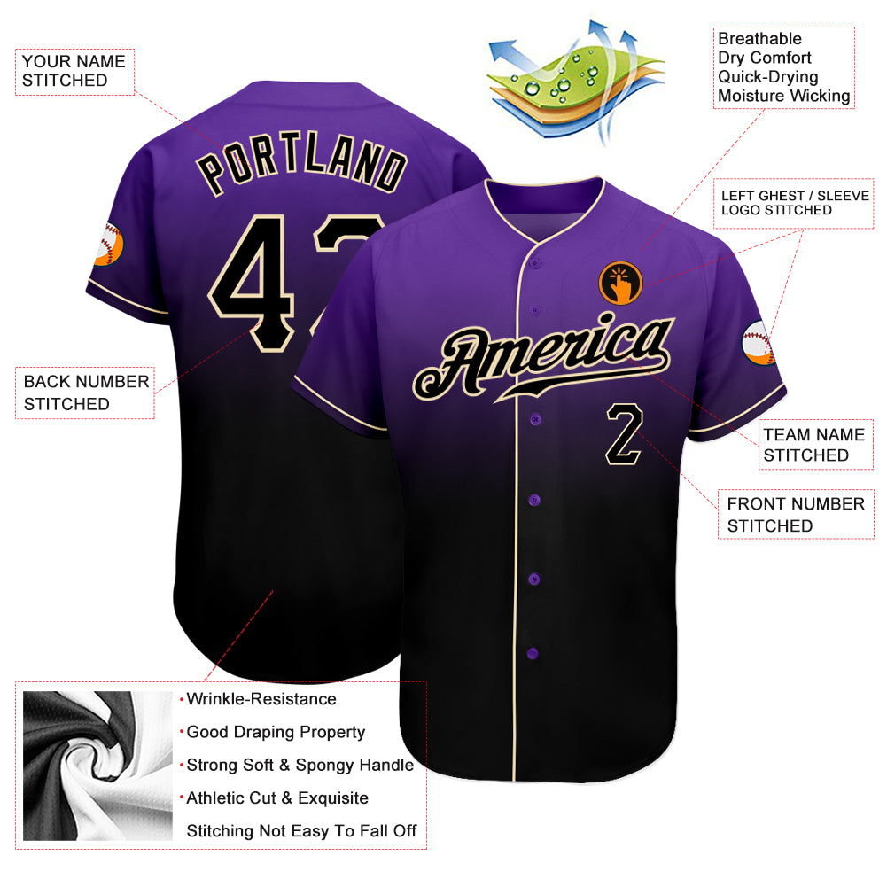 Custom Purple Cream-Black Authentic Raglan Sleeves Baseball Jersey Fast  Shipping – FiitgCustom