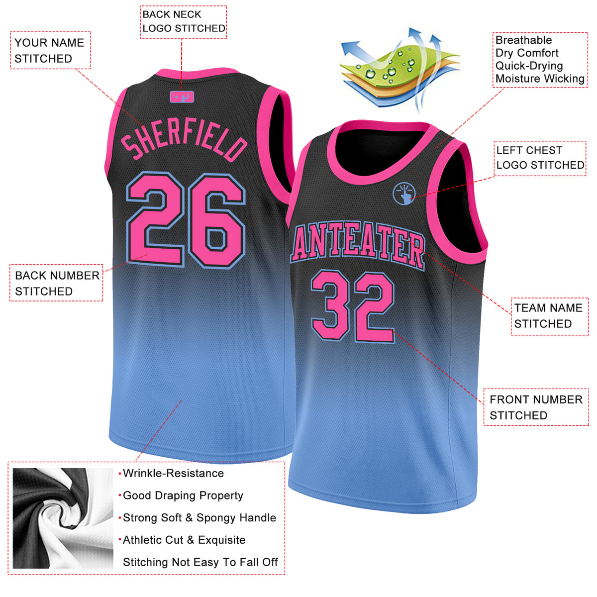 basketball pastel color jersey