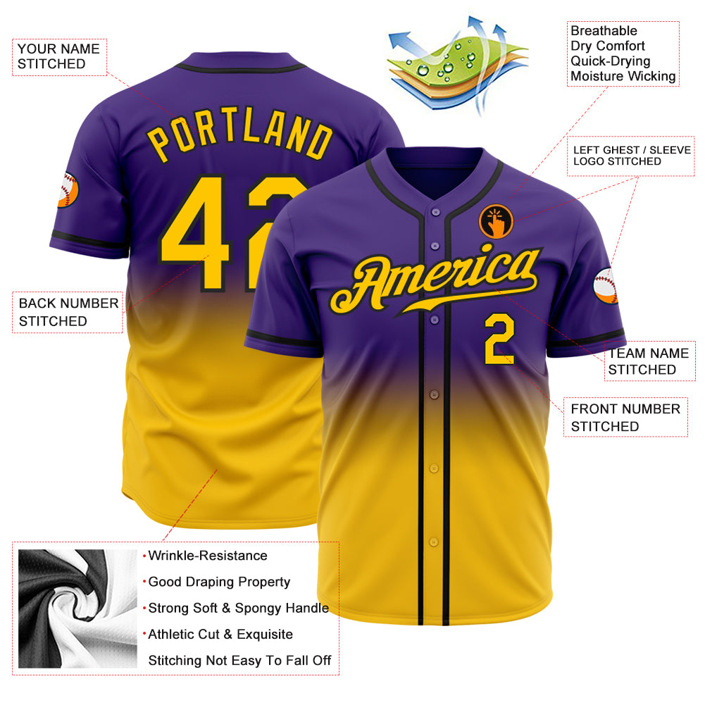 Custom Purple Black-Cream Authentic Fade Fashion Baseball Jersey Fast  Shipping – FiitgCustom