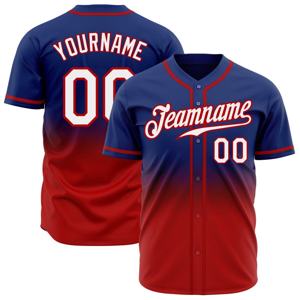 Custom Royal White-Red Authentic Fade Fashion Baseball Jersey Fast