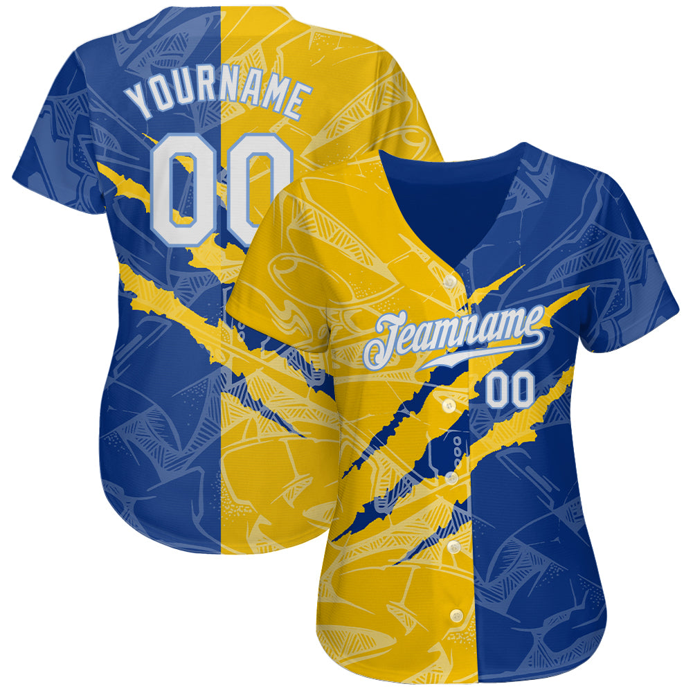 Custom Gray Gold-Light Blue Authentic Baseball Jersey