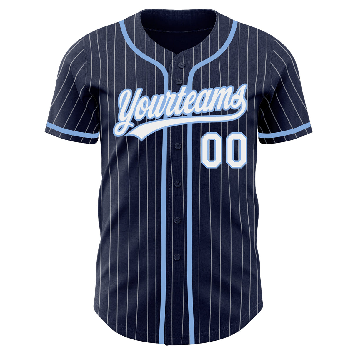 Custom Baseball Jersey Light Blue White-Navy Authentic Men's Size:3XL