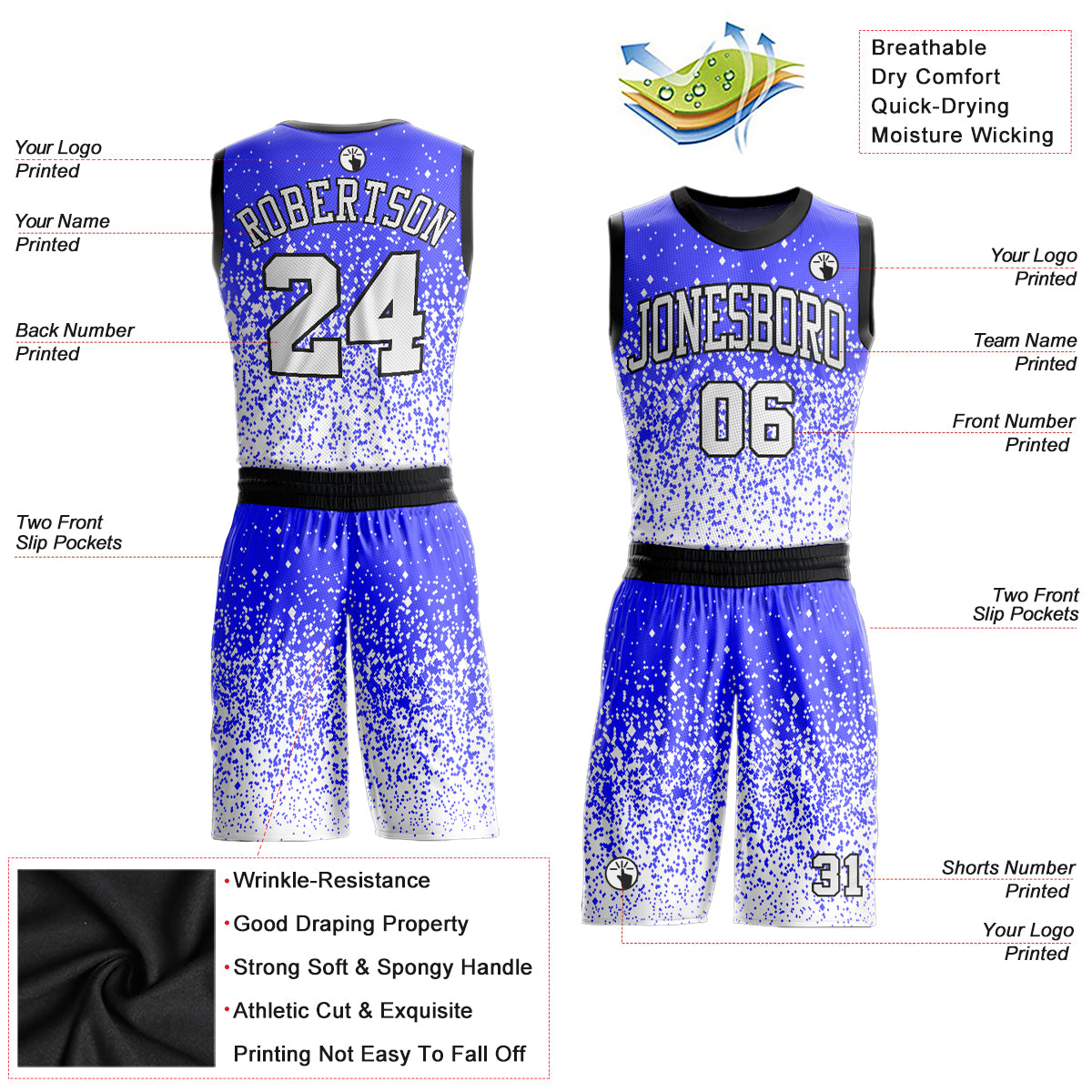 FIITG Custom Basketball Jersey Purple White-Light Blue Authentic Fade Fashion
