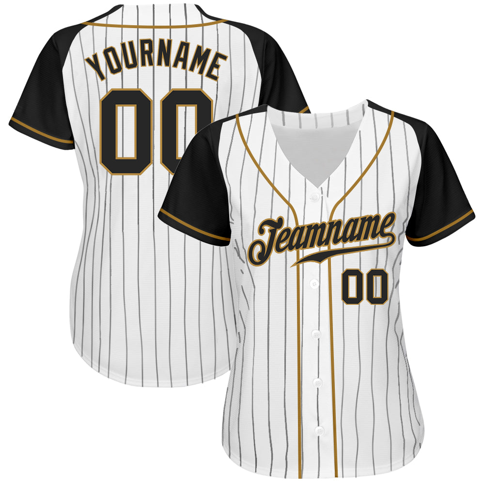 Cheap Custom Black Old Gold Pinstripe Black Authentic Baseball