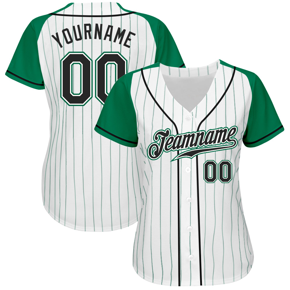 Custom Baseball Jersey | Style 30 5X Large / White w/ Green Stripes