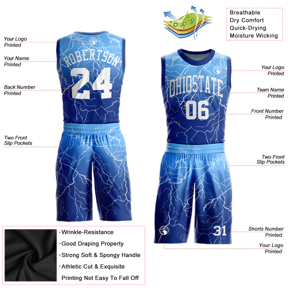 Custom Black White-Light Blue Authentic Fade Fashion Basketball Jersey