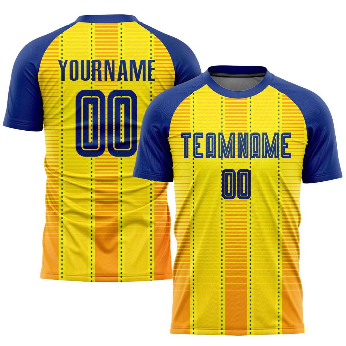 Custom Gold Royal-Orange Sublimation Soccer Uniform Jersey Fast