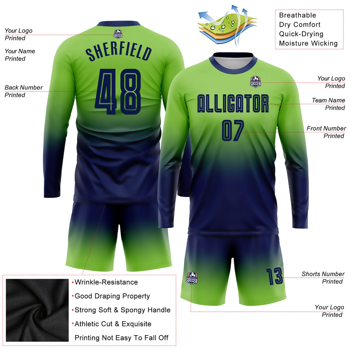 Neon Green Soccer Jersey Custom - Sourceman - Your Best Partner