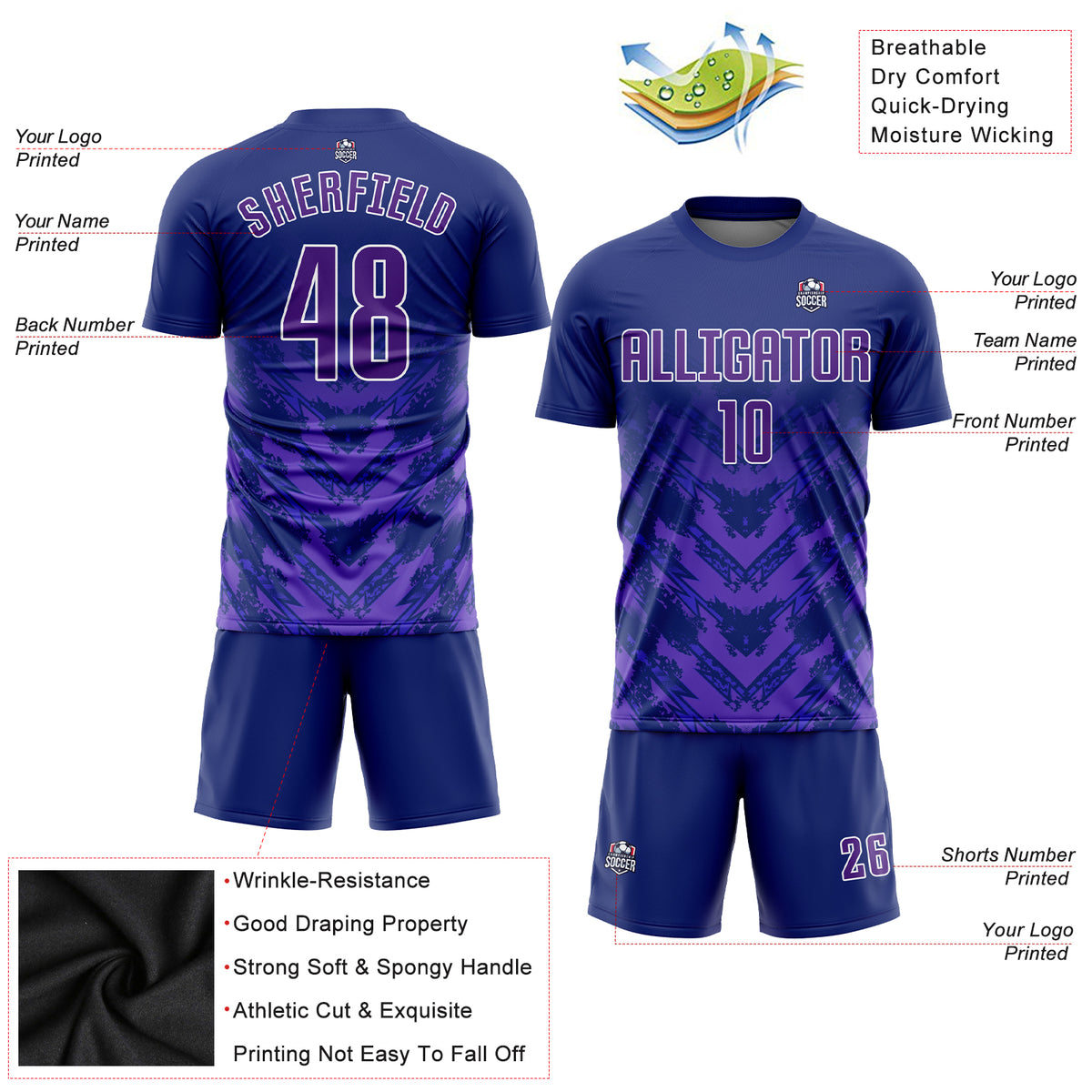 Custom White Gold-Purple Sublimation Soccer Uniform Jersey Fast Shipping –  FiitgCustom