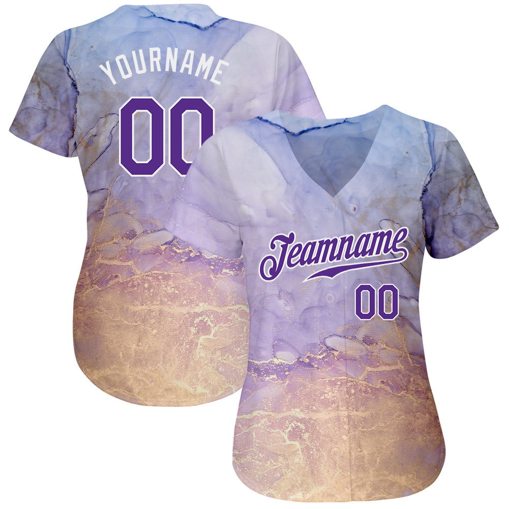 Custom Tie Dye White-Royal 3D American Flag Authentic Baseball Jersey