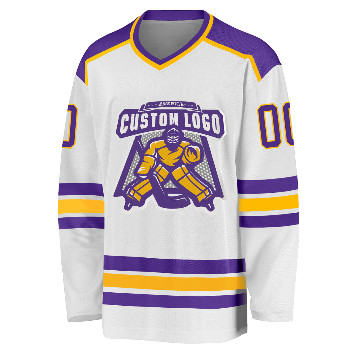 Cheap Custom Gold Purple-White Hockey Jersey Free Shipping