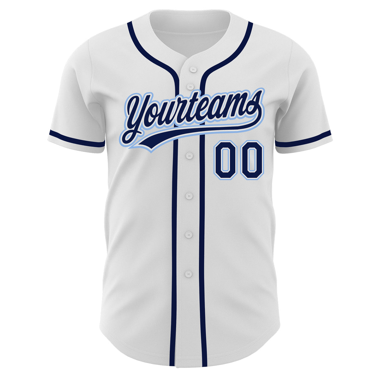 Custom Baseball Jersey Light Blue White-Navy Authentic Men's Size:3XL