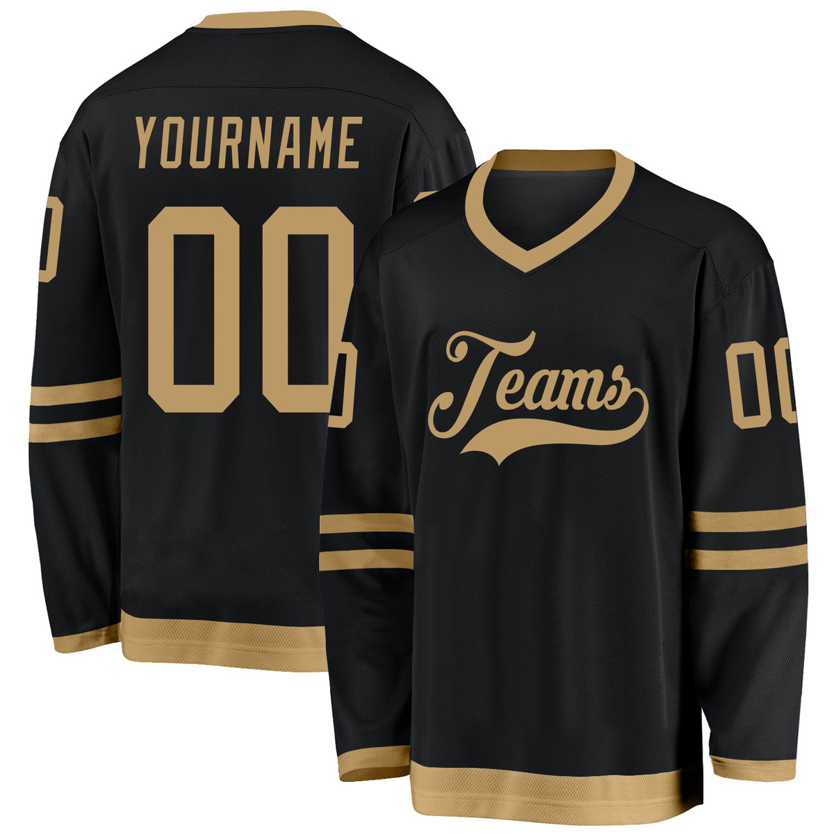 Cheap Custom Orange Black-Old Gold Hockey Jersey Free