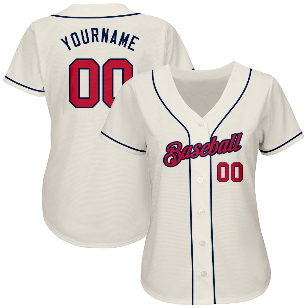 Custom Baseball Jersey Red White-Navy Authentic Two Tone