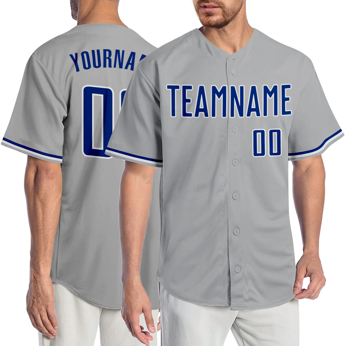 Custom Name Grey Royal Blue Pinstripe Crimson Baseball Jerseys