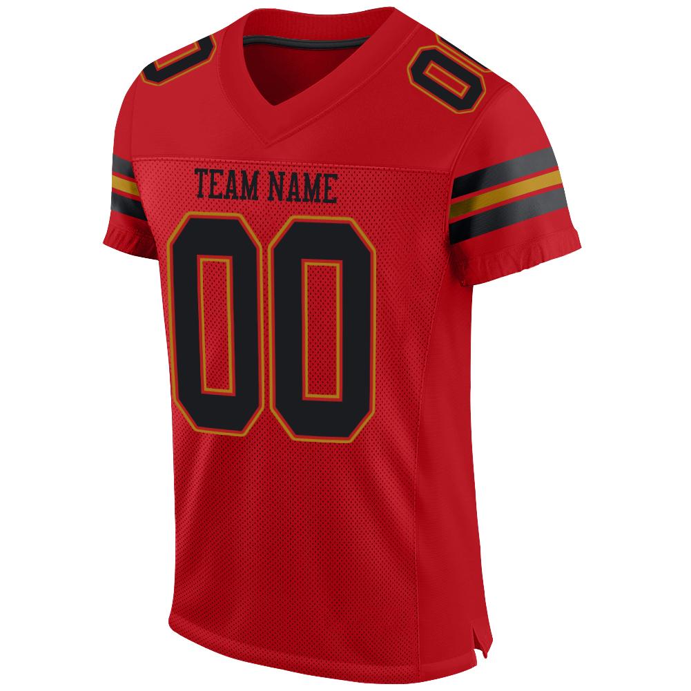 Custom Red Old Gold-Black Mesh Authentic Football Jersey – FiitgCustom