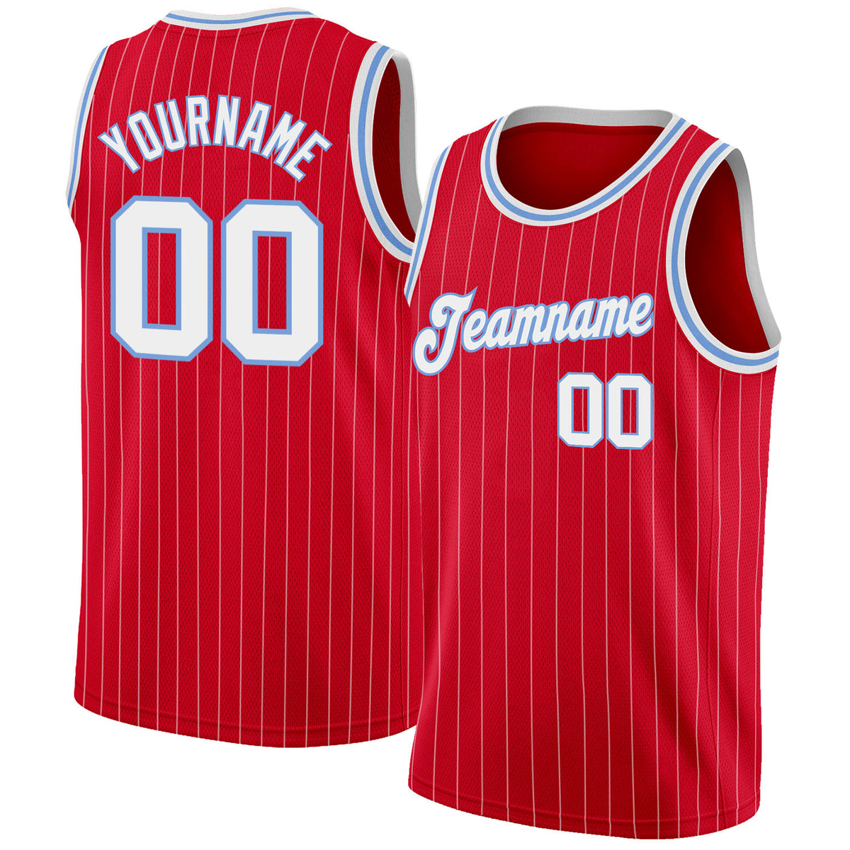 Custom White Red Pinstripe Red-Black Authentic Basketball Jersey