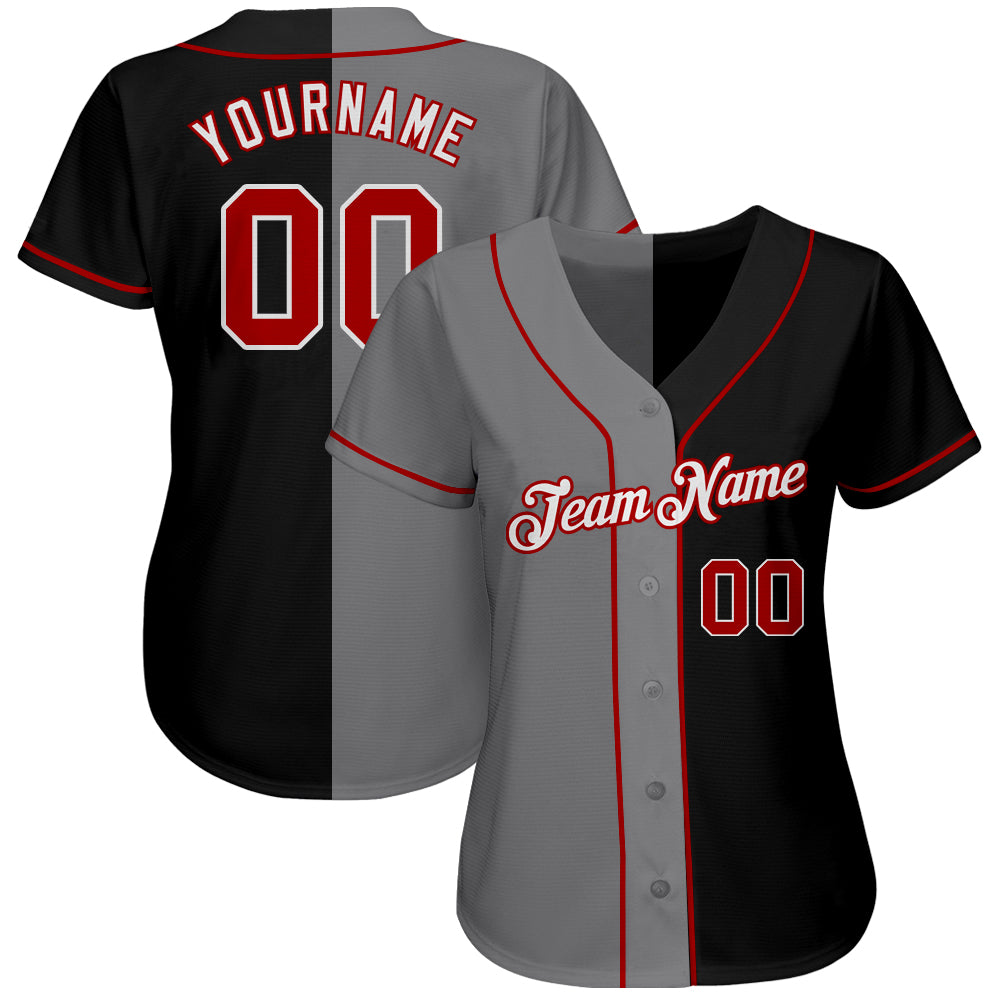 Custom Softball Jersey Red White-Black