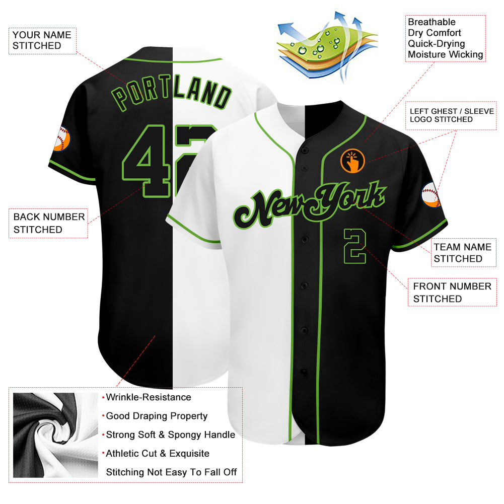 Creat Baseball Authentic White Black Split Fashion Neon Green
