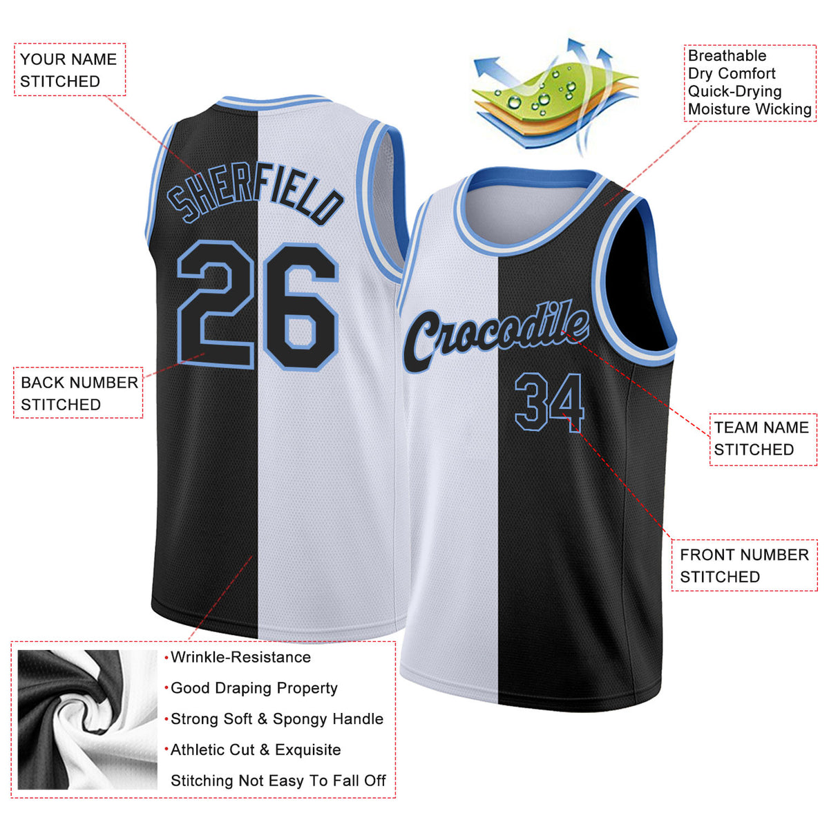 Cheap Custom White Black-Light Blue Authentic Throwback Split Fashion  Basketball Shorts Free Shipping – CustomJerseysPro