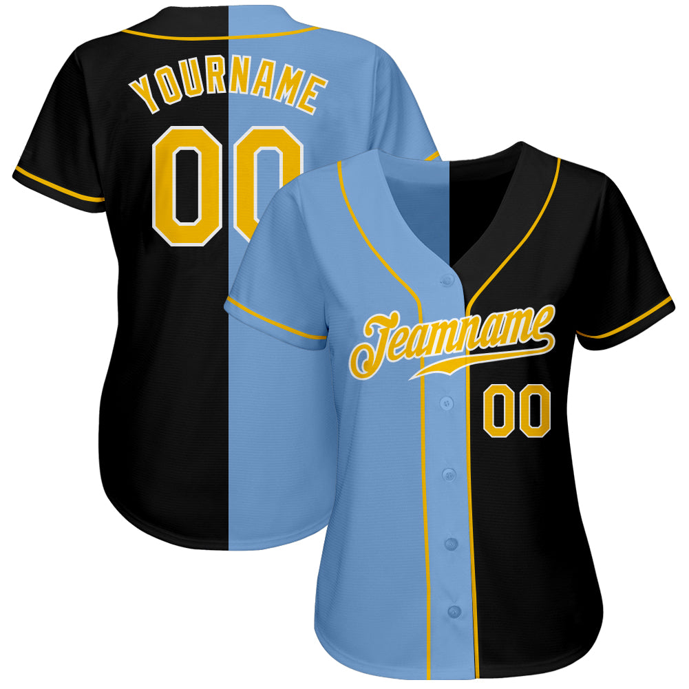 Custom Light Blue White-Navy Authentic Two Tone Baseball Jersey