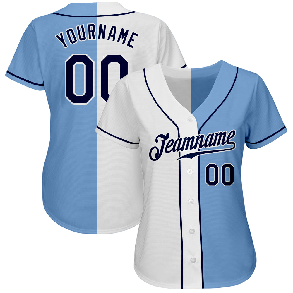 Custom Light Blue Navy-White Authentic Fade Fashion Baseball Jersey Fast  Shipping – FiitgCustom