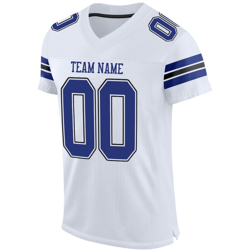 Custom White Royal-Black Mesh Authentic Football Jersey – FiitgCustom