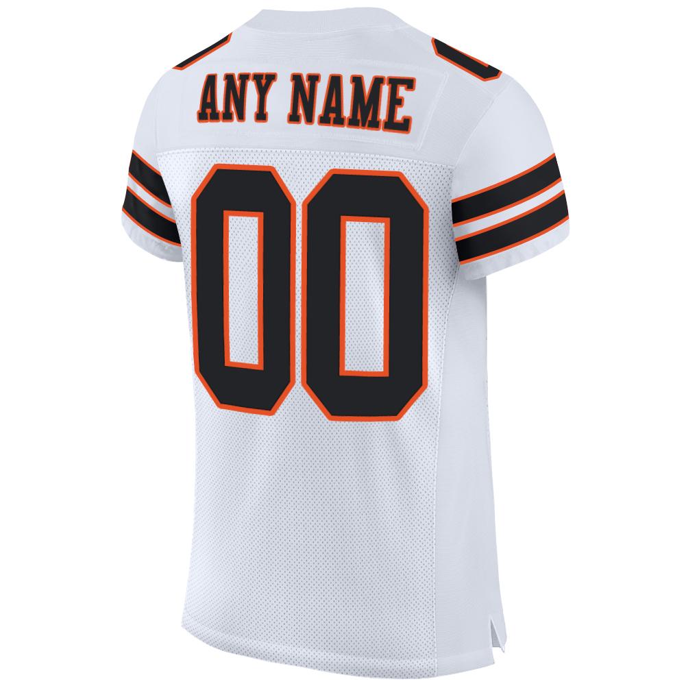 Custom Orange Black-White Mesh Authentic Football Jersey