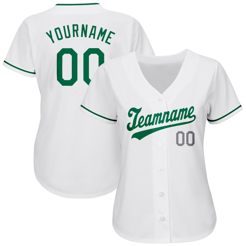 Custom Two Tone Baseball Jersey White Kelly Green-Red Authentic