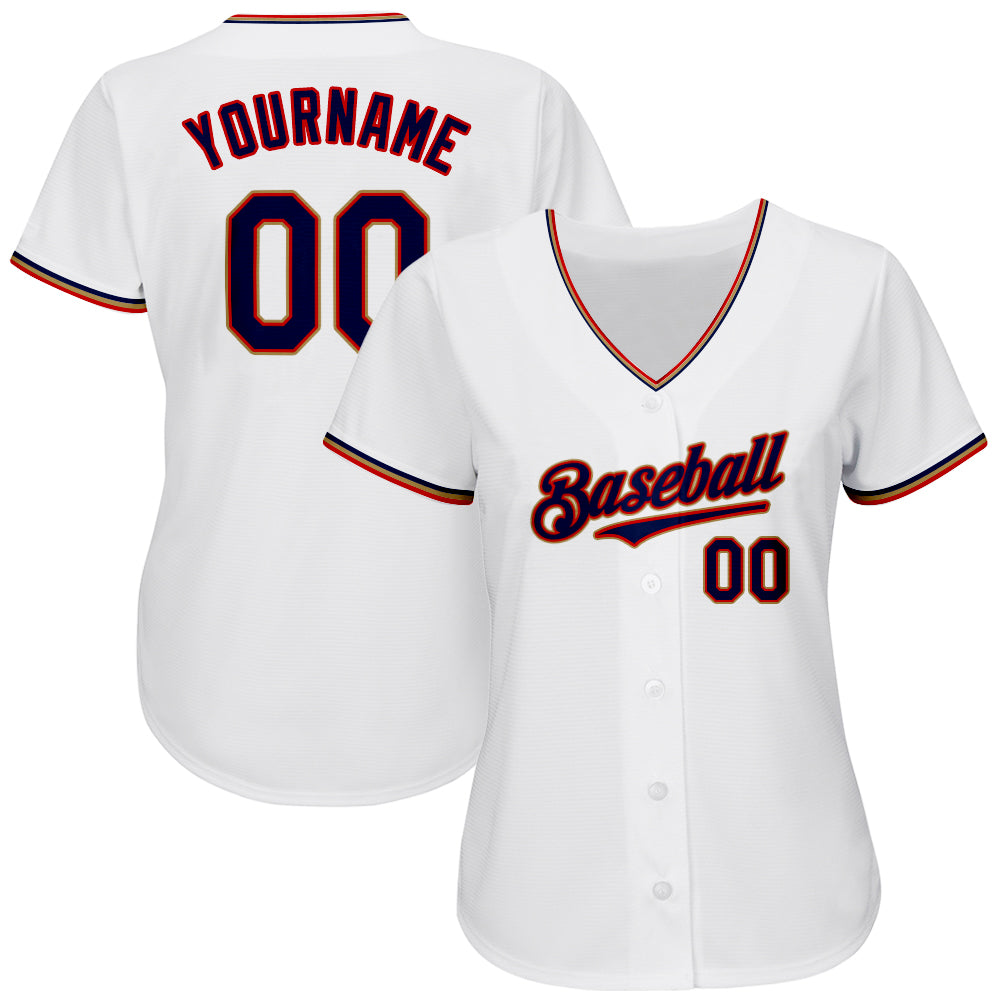 Custom White Navy-Red Authentic Classic Baseball Jersey – ZhongXingHuiTian