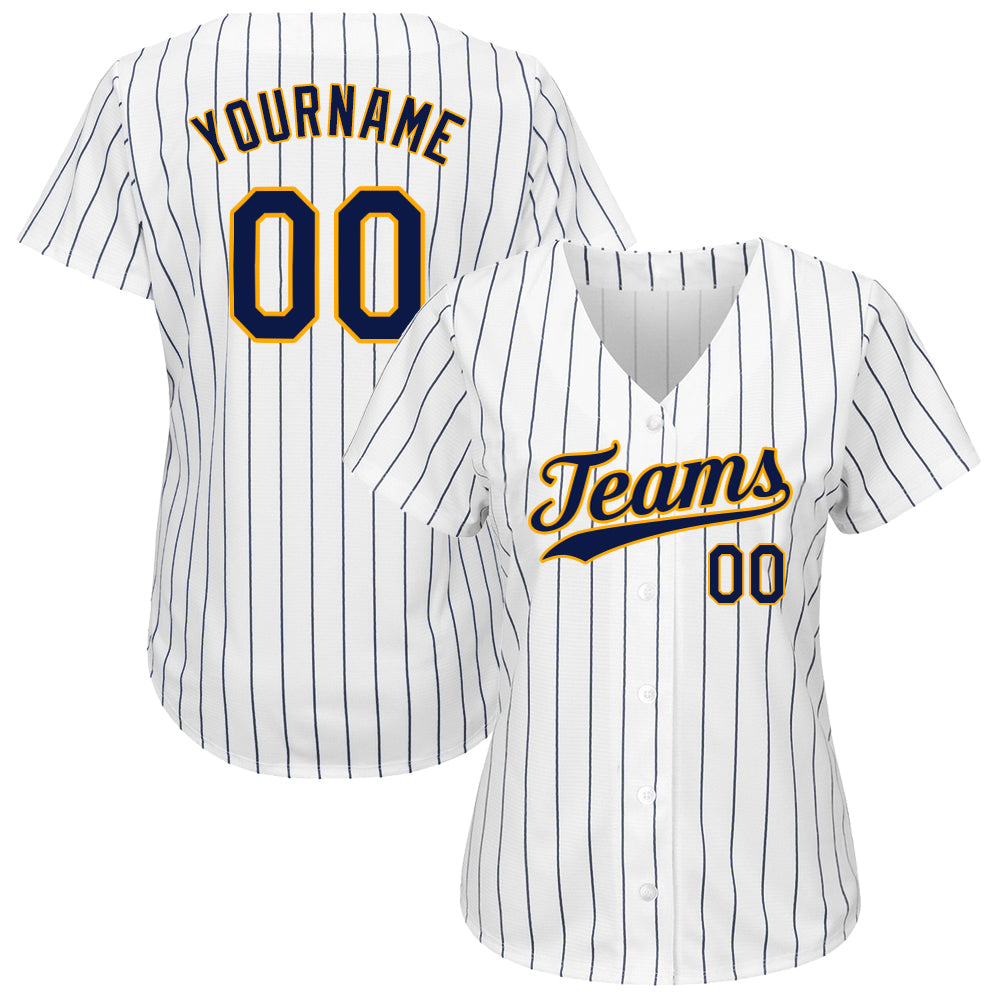 Custom Navy Vegas Gold-White Authentic Baseball Jersey Preschool Size:M