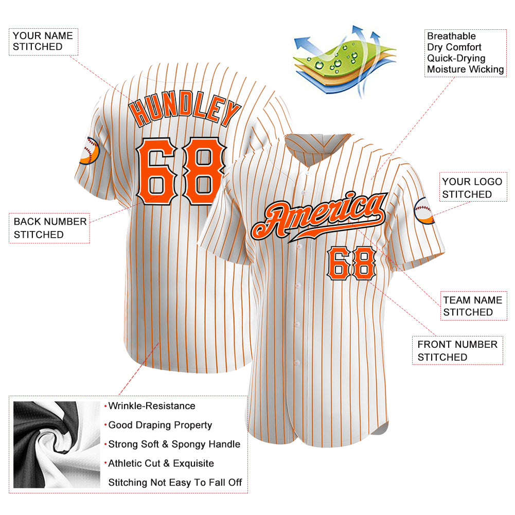 Custom Orange White Pinstripe Navy-White Authentic Baseball Jersey Fast  Shipping – FiitgCustom