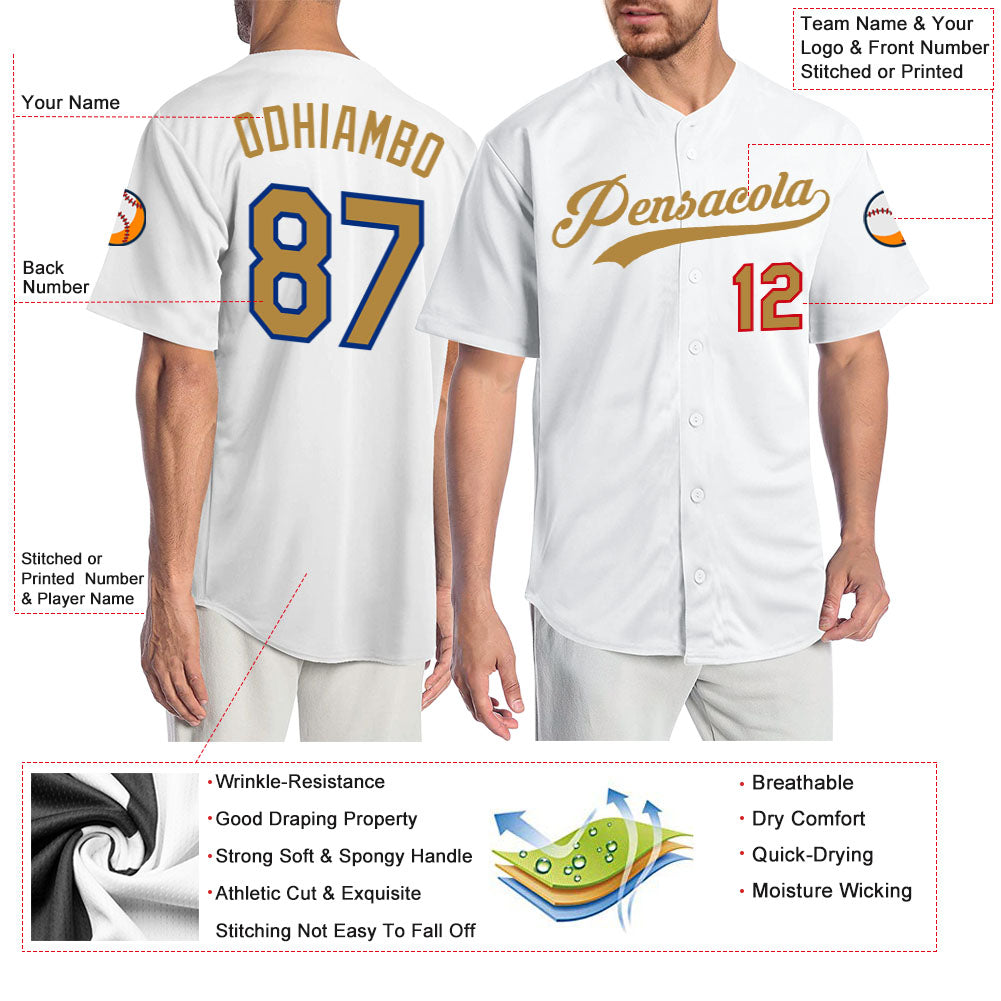 Custom Burgundy Gold-White Authentic Baseball Jersey
