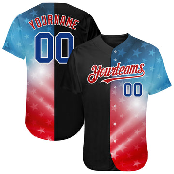 Custom Blue Red-White 3D American Flag Fashion Authentic Baseball Jersey