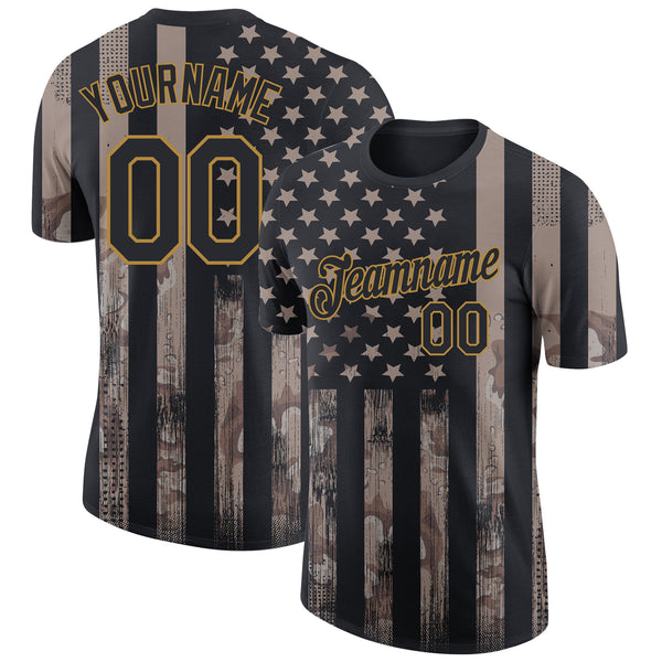 Custom Baseball Jersey Camo Black-Gold Authentic Salute to Service Men's Size:XL