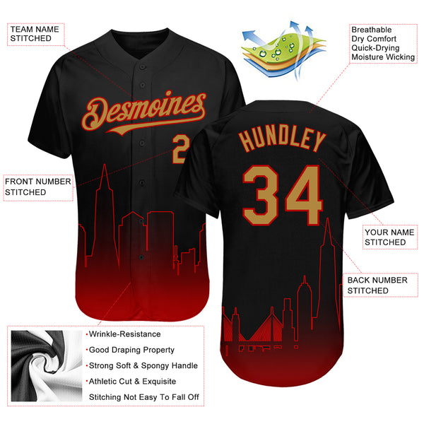 Custom Red Black-Gold Authentic Baseball Jersey Discount