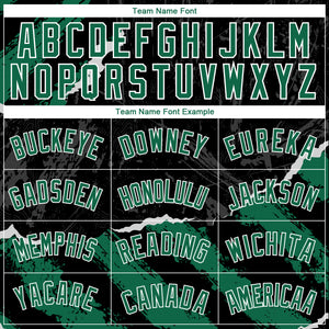 Custom Black Kelly Green-White 3D Pattern Design Torn Paper Style Authentic Basketball Jersey